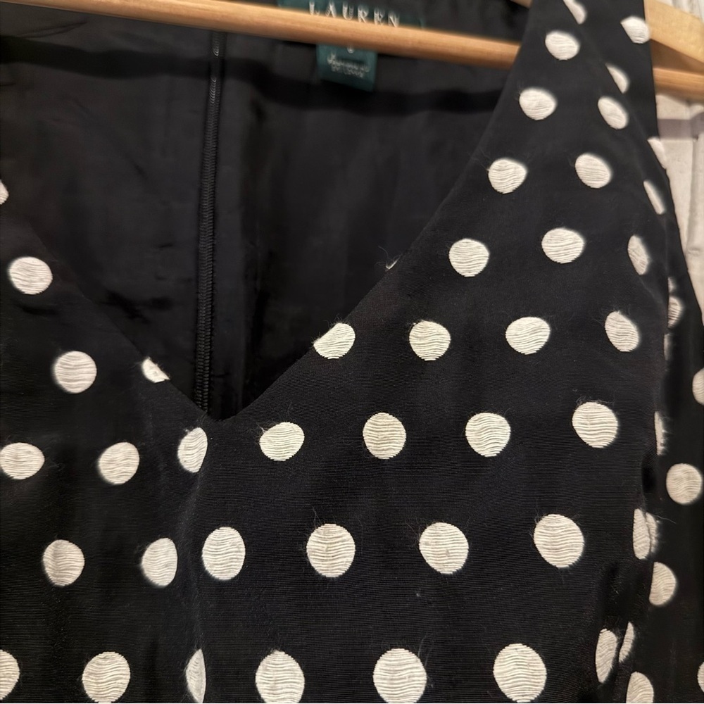 Lauren Ralph Lauren Black White Polka Dot Sleeveless Sheath Dress Size 6 Small - Picture 5 of 9